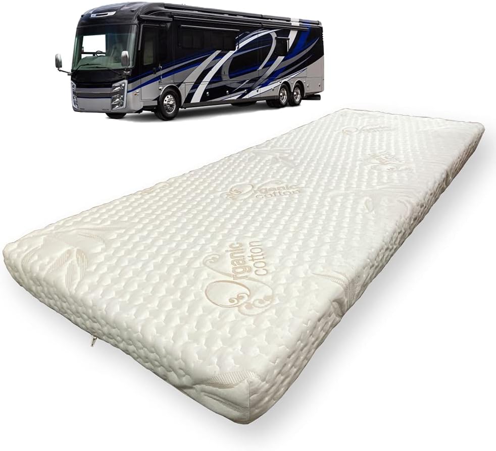 Foamma Colchón de 3 x 30 x 72 pulgadas para caravana con funda de algodón