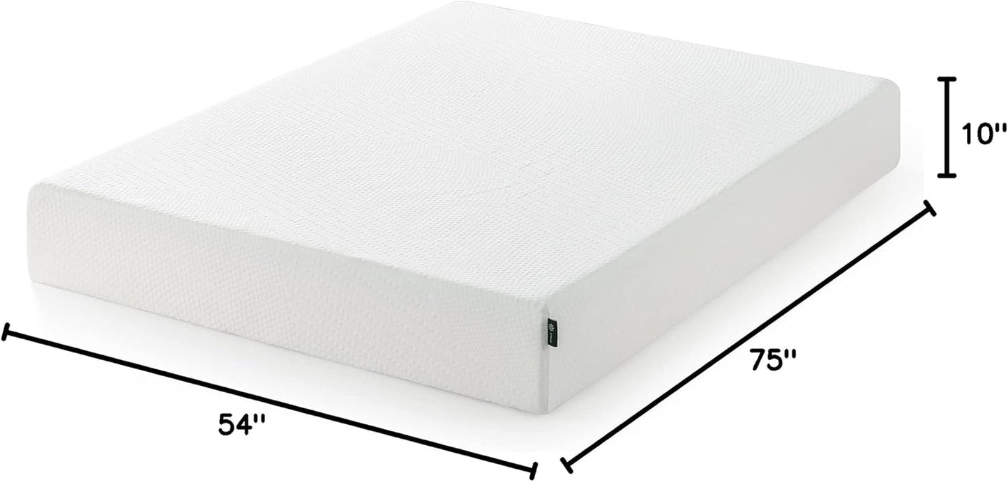 Colchón de espuma viscoelástica esencial de té verde de 10 pulgadas, cama en