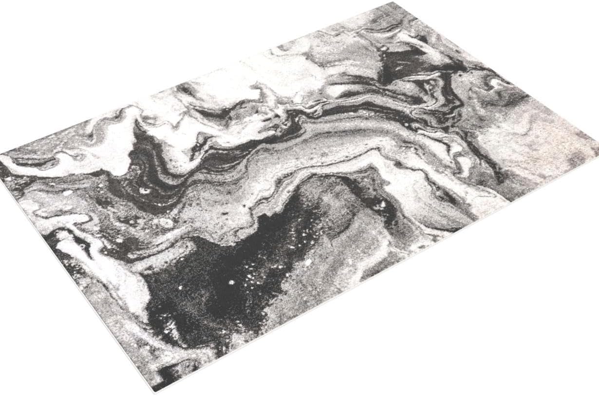 Remona Alfombra abstracta para espacio abierto, 4 x 6 pies, color gris