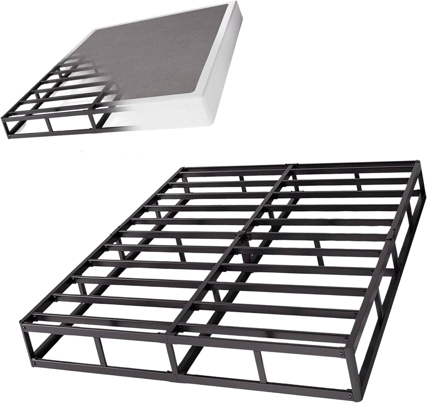 Base de colchón Box Spring Queen, solo con somier de metal de 7 pulgadas, funda