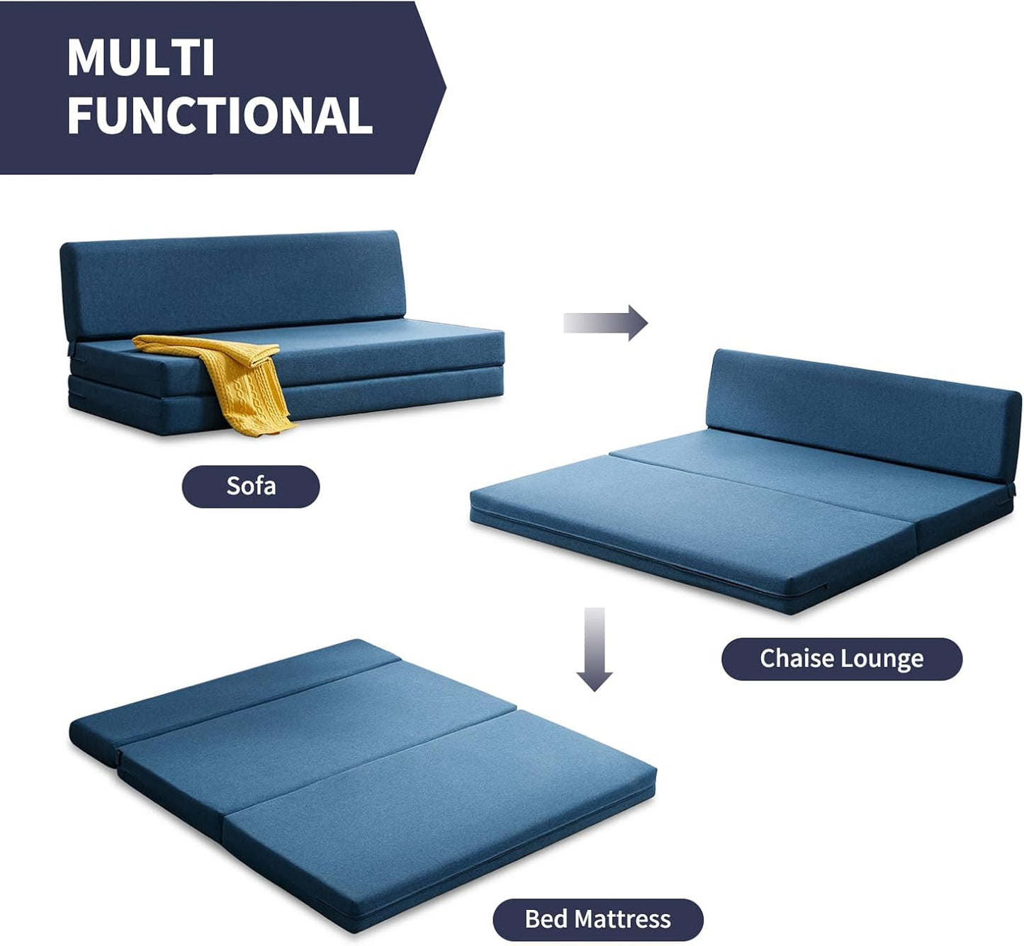 Sofá cama plegable, sofá cama plegable, cama de invitados, colchón de espuma