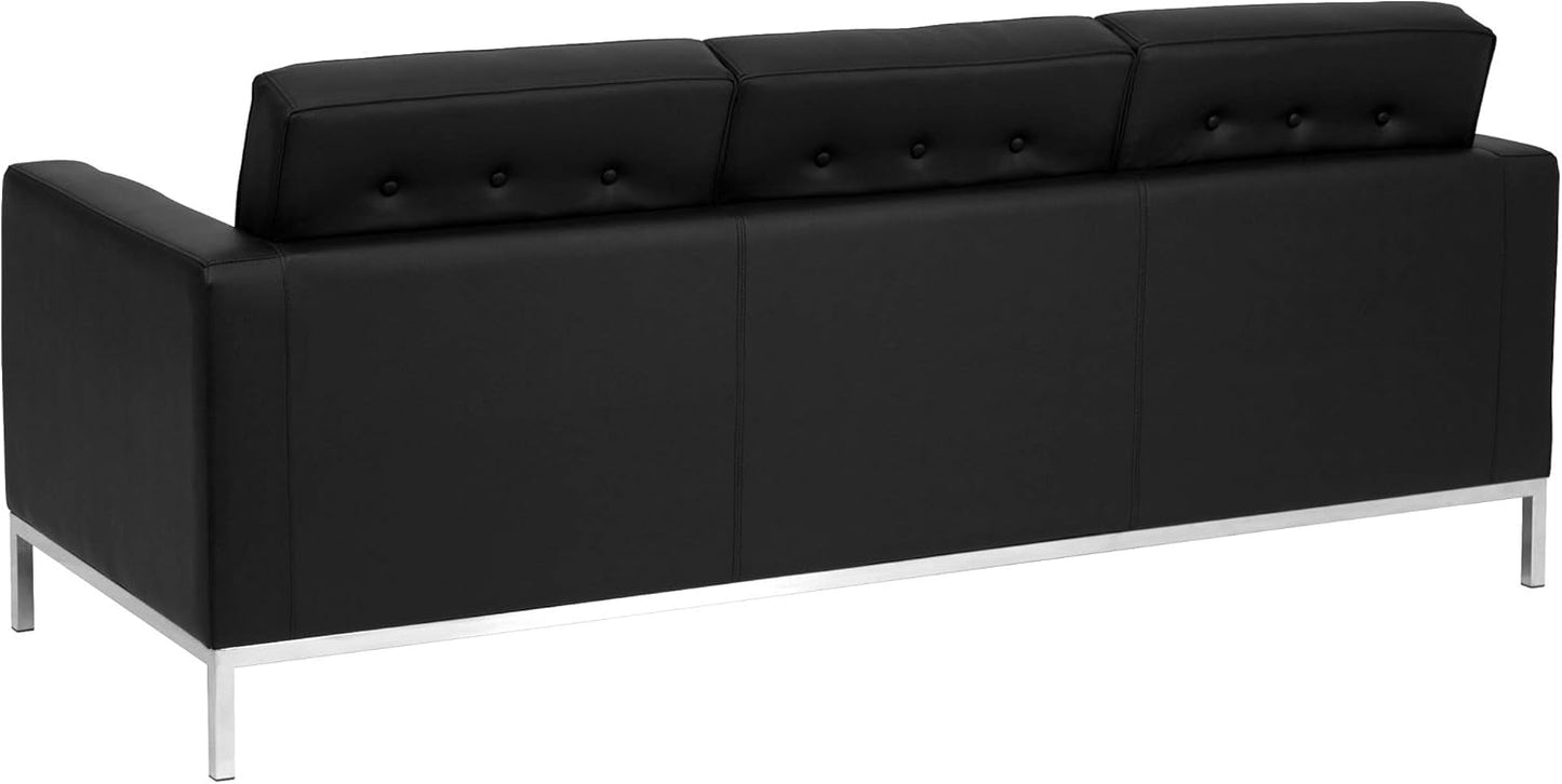 HERCULES Lacey Series Sofá contemporáneo de LeatherSoft negro con marco de