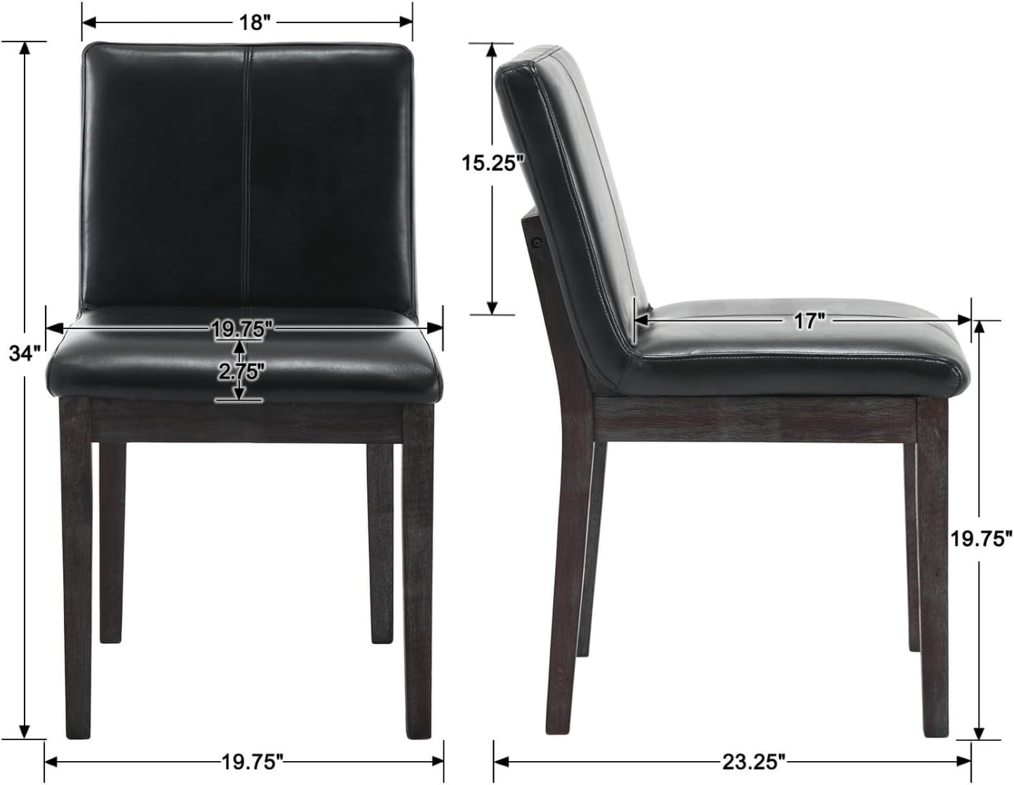Sillas Parsons de comedor de madera con respaldo rectangular, estilo moderno de