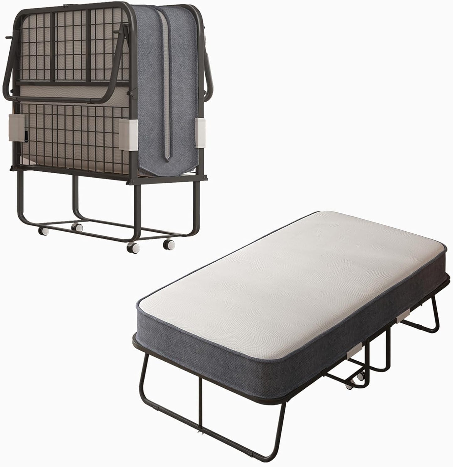 Cama plegable con colchón de espuma viscoelástica de 4 pulgadas, 75 x 31