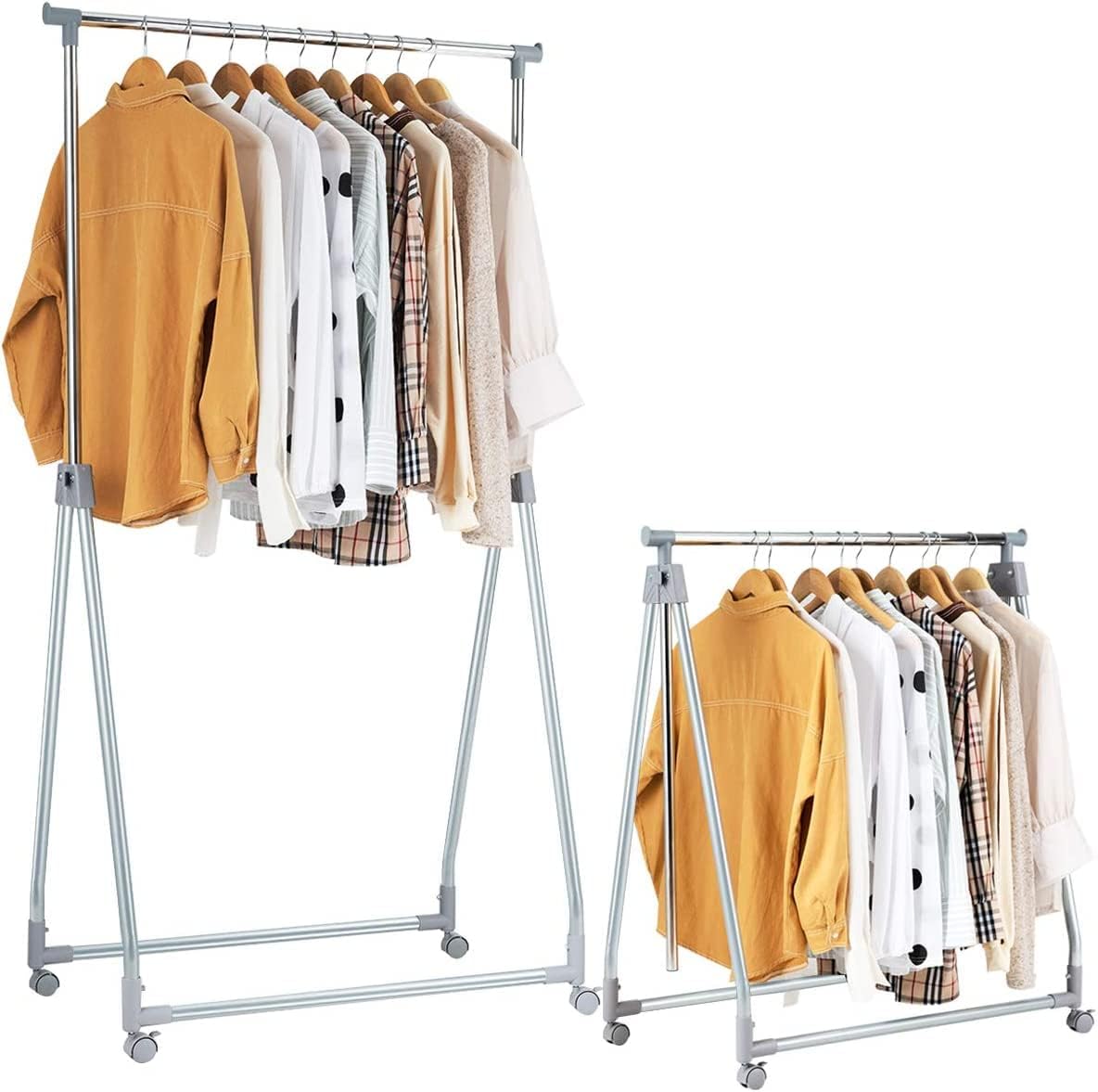 Perchero extensible para ropa, resistente y plegable, con barra para colgar