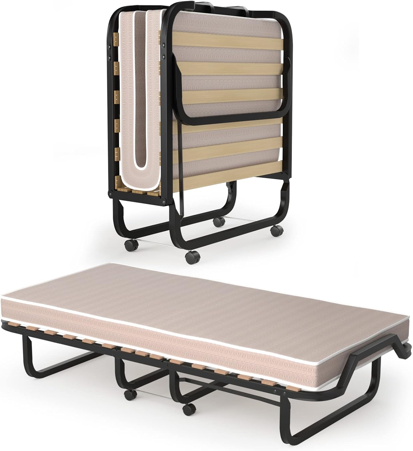 GORELAX Cama individual plegable, cama portátil tamaño cuna con colchón de