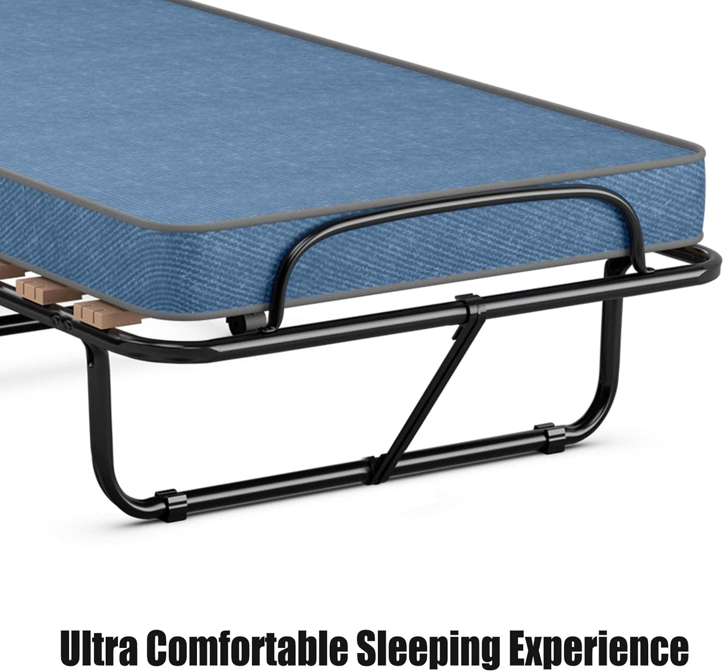 Cama plegable con colchón de 3 pulgadas, juego de cama portátil individual
