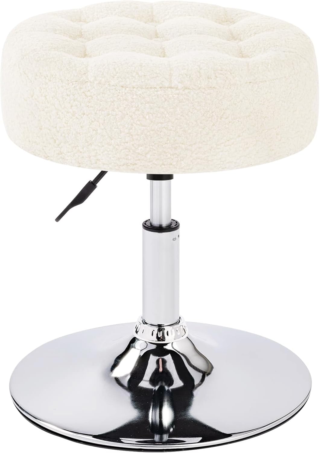 Taburete otomano moderno redondo de piel sintética, taburete de maquillaje