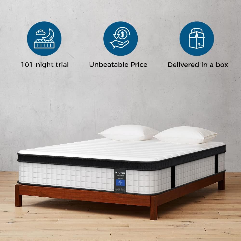 Colchón híbrido de resortes con base, cama fría con funda de tela suave y