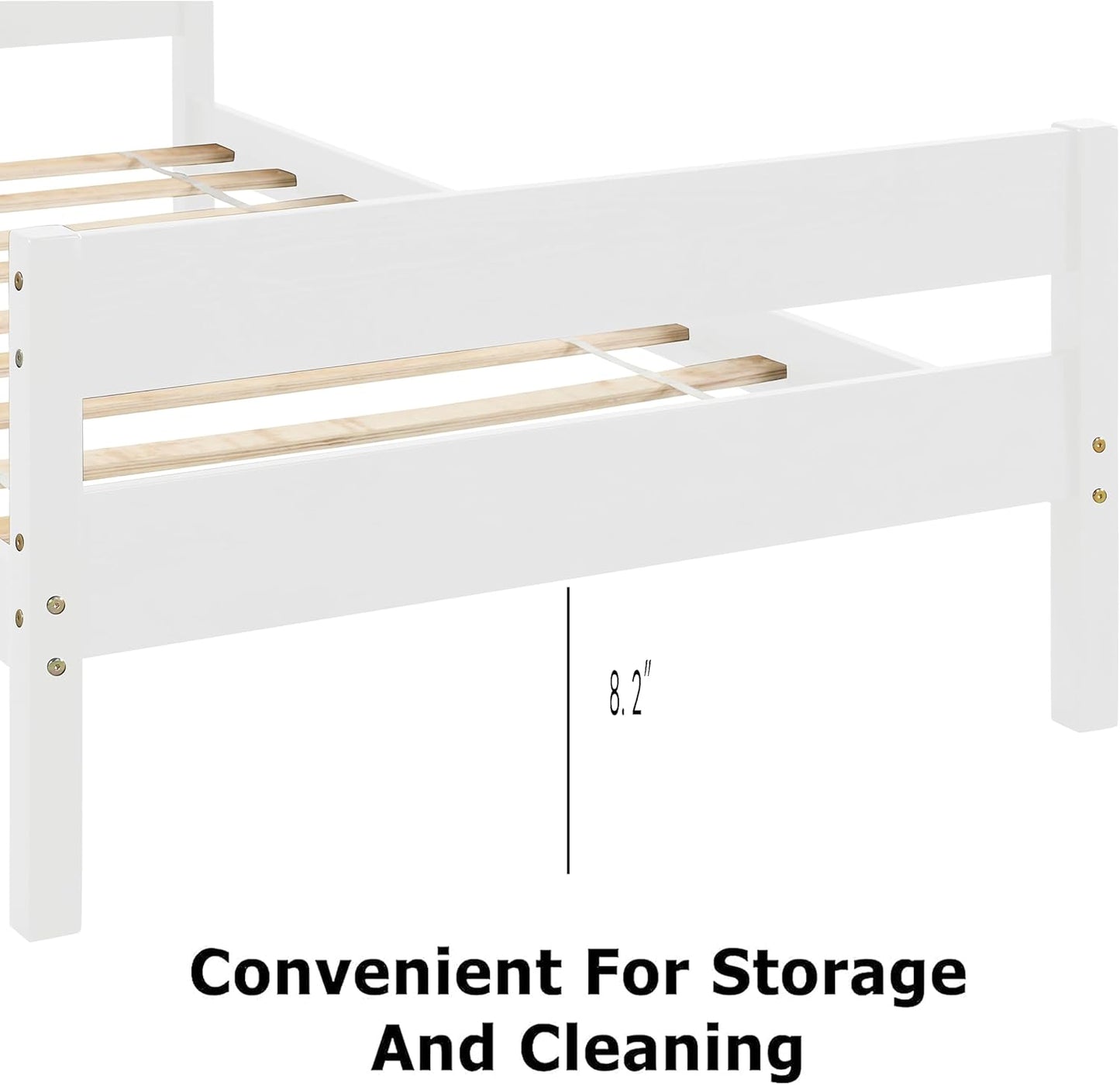 Base de cama individual de madera con cabecero y estribo, base de colchón de