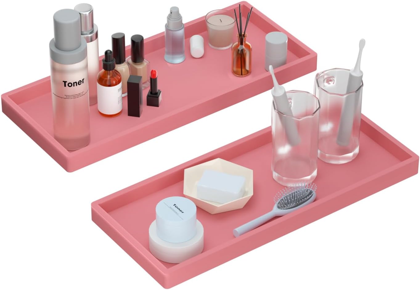 Bandeja de tocador de baño de 11.8 pulgadas, paquete de 2 bandejas de baño