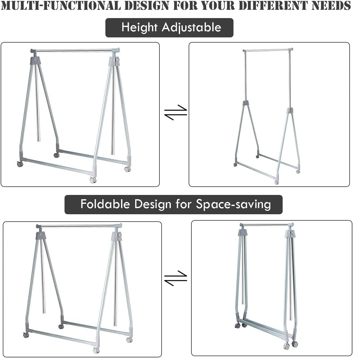 Perchero extensible para ropa, resistente y plegable, con barra para colgar
