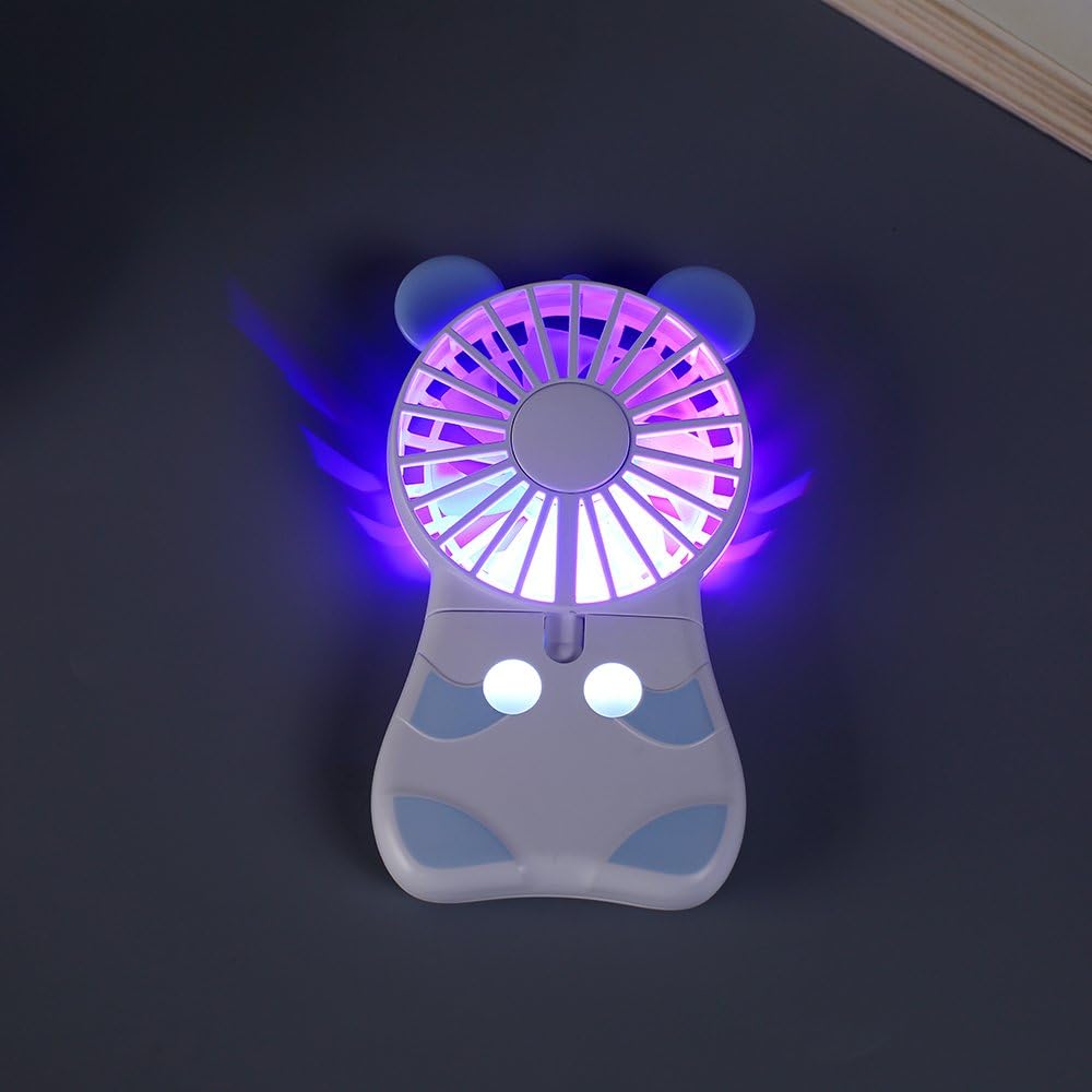 Mini ventilador de refrigeración, luces LED multicolor de mano de pie, 2
