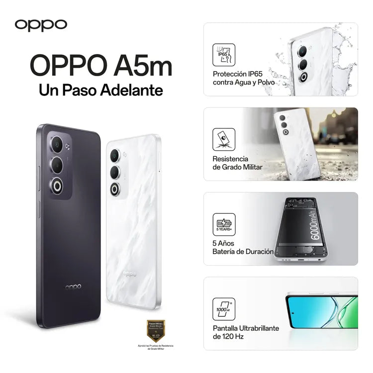 Celular Oppo A5M 256GB 4G, Blanco