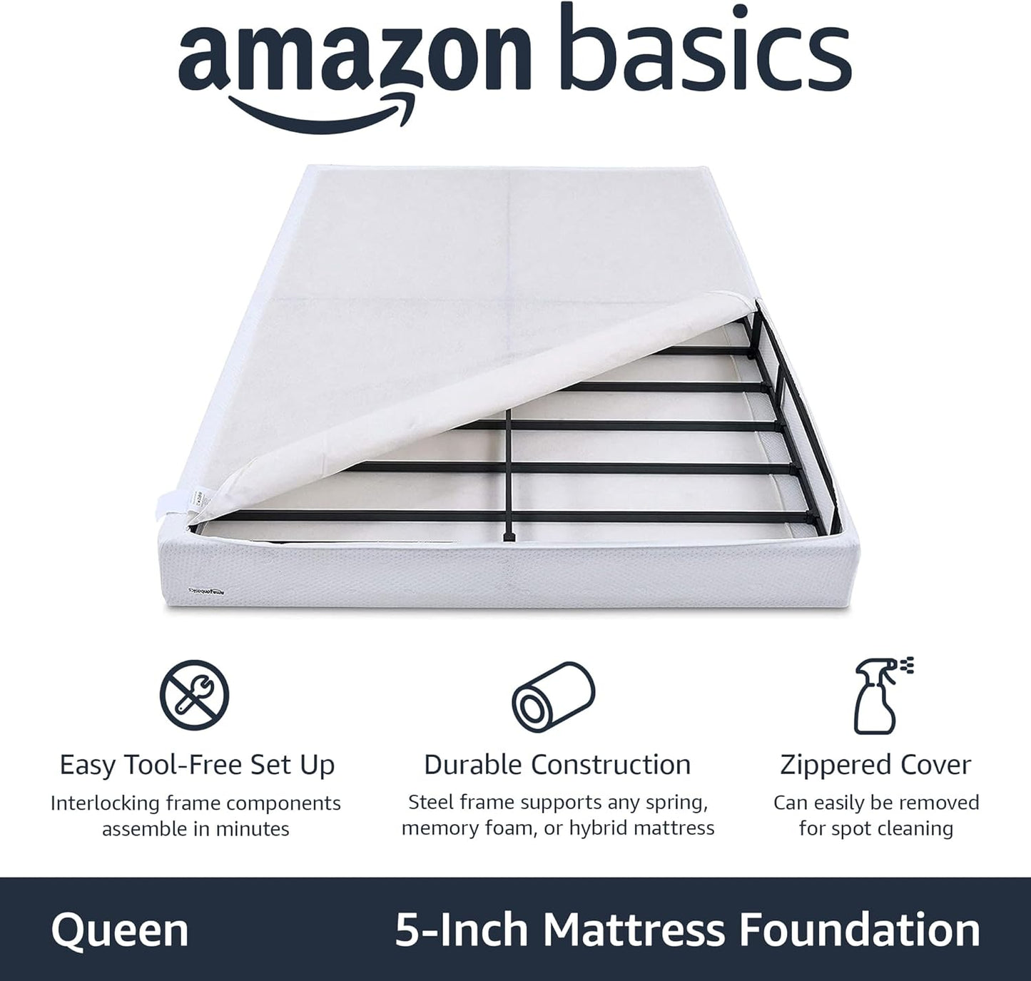 Tienda Basics Smart Box Base de cama con somier, base de colchón de 5 pulgadas,
