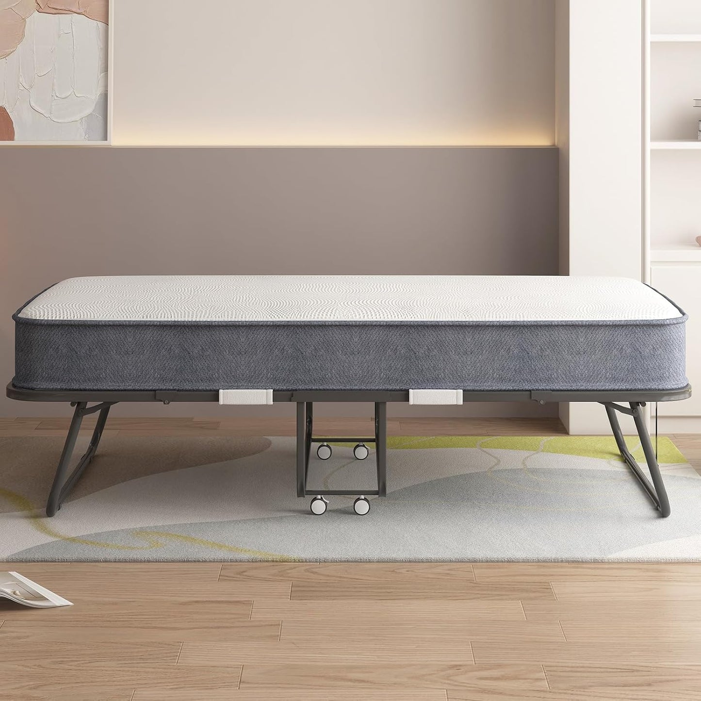 Cama plegable con colchón de esponja viscoelástica de 4 pulgadas, cama portátil