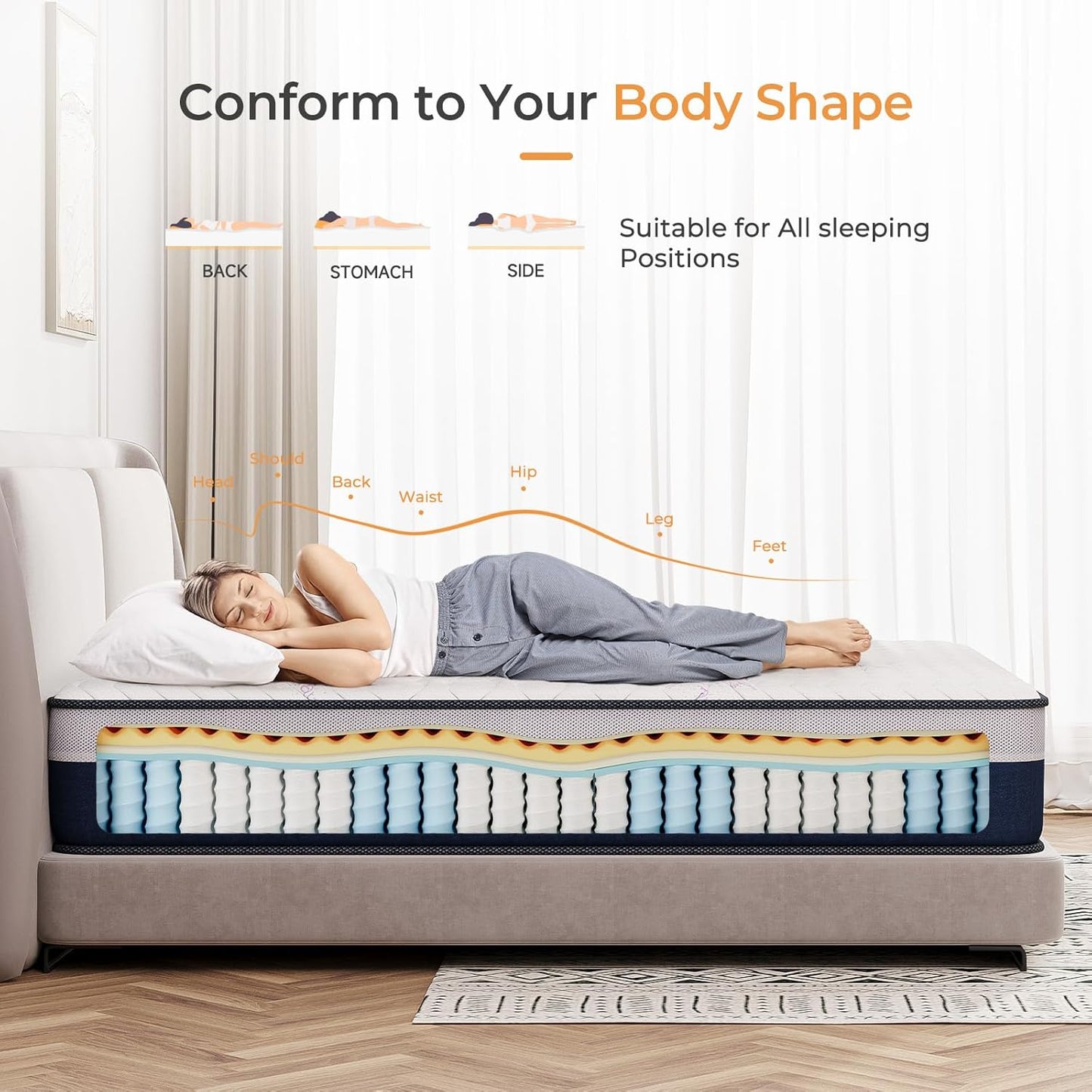 Tight Top Series Colchón híbrido de resortes interiores de 10 pulgadas, cama