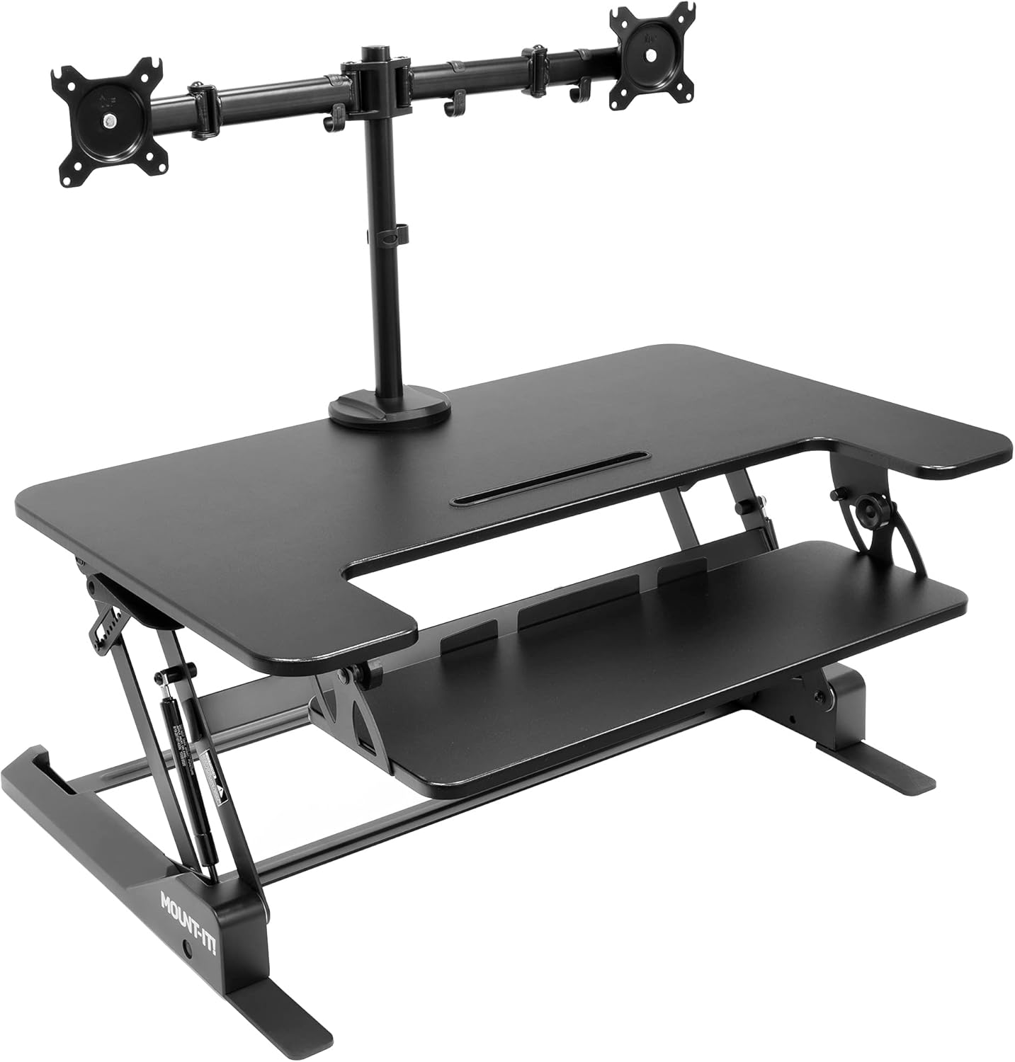 Mount-It! Convertidor de escritorio de pie para monitor doble, 2 soportes de