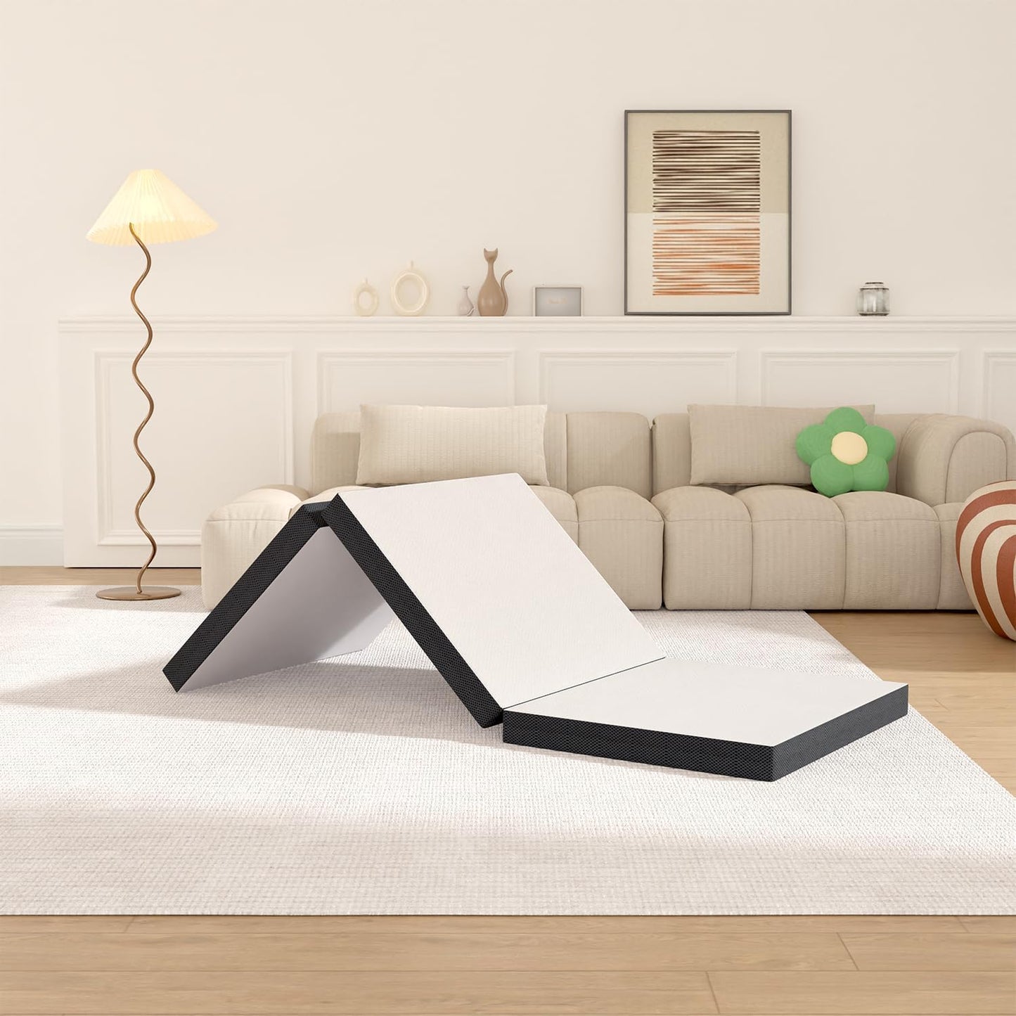 Colchón plegable de 3 pulgadas con funda transpirable y lavable, colchón de