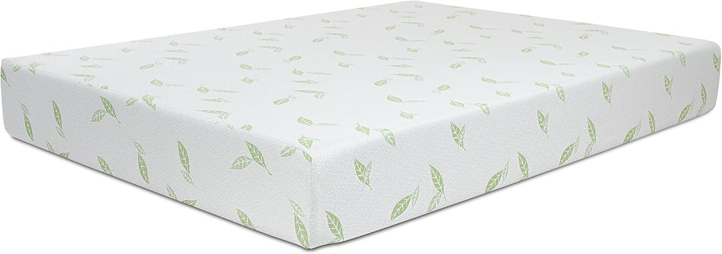 Anula Colchón de espuma viscoelástica de té verde individual XL de 10 pulgadas,