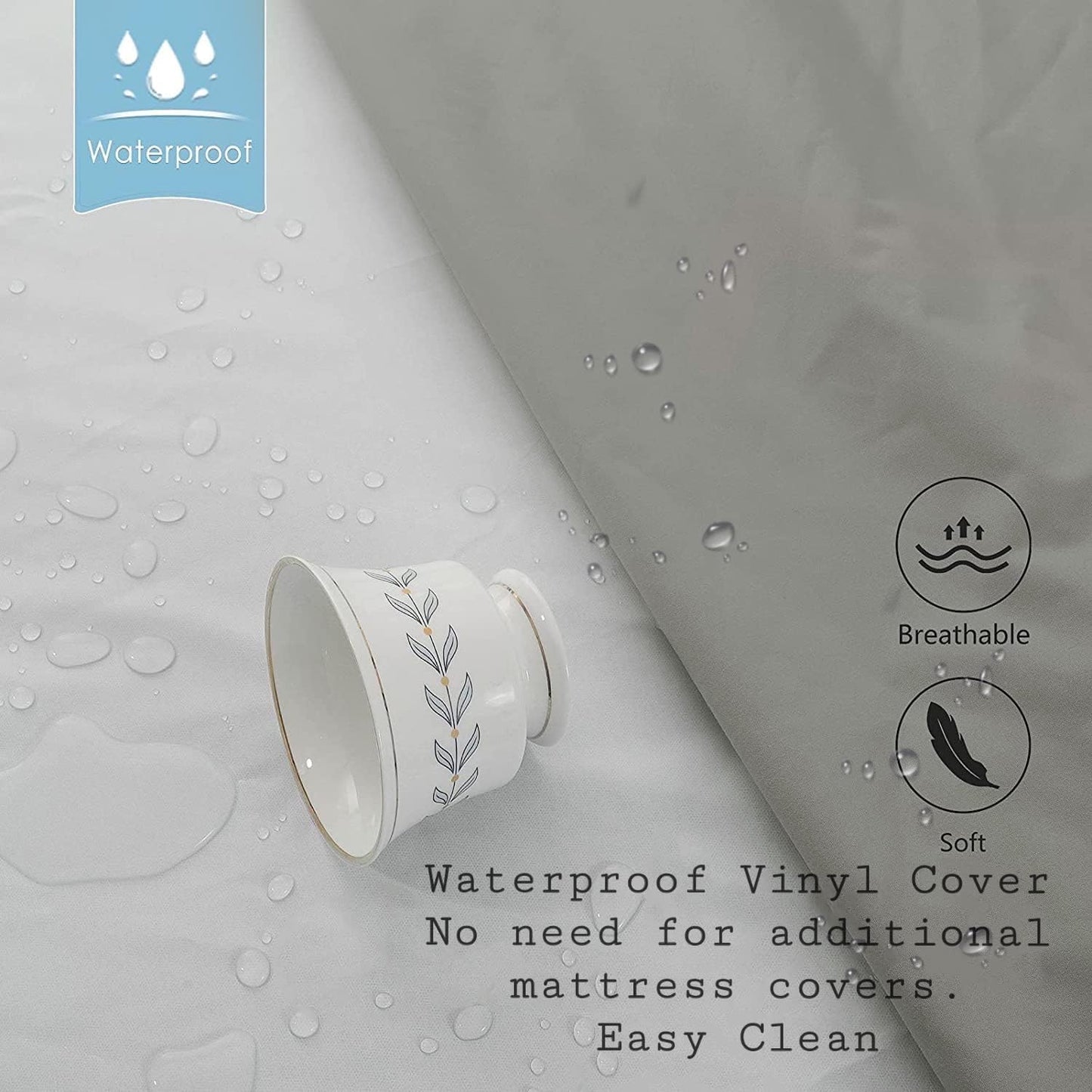 Colchón de vinilo espuma media firme doble cara resistente al agua (cot30, 5)