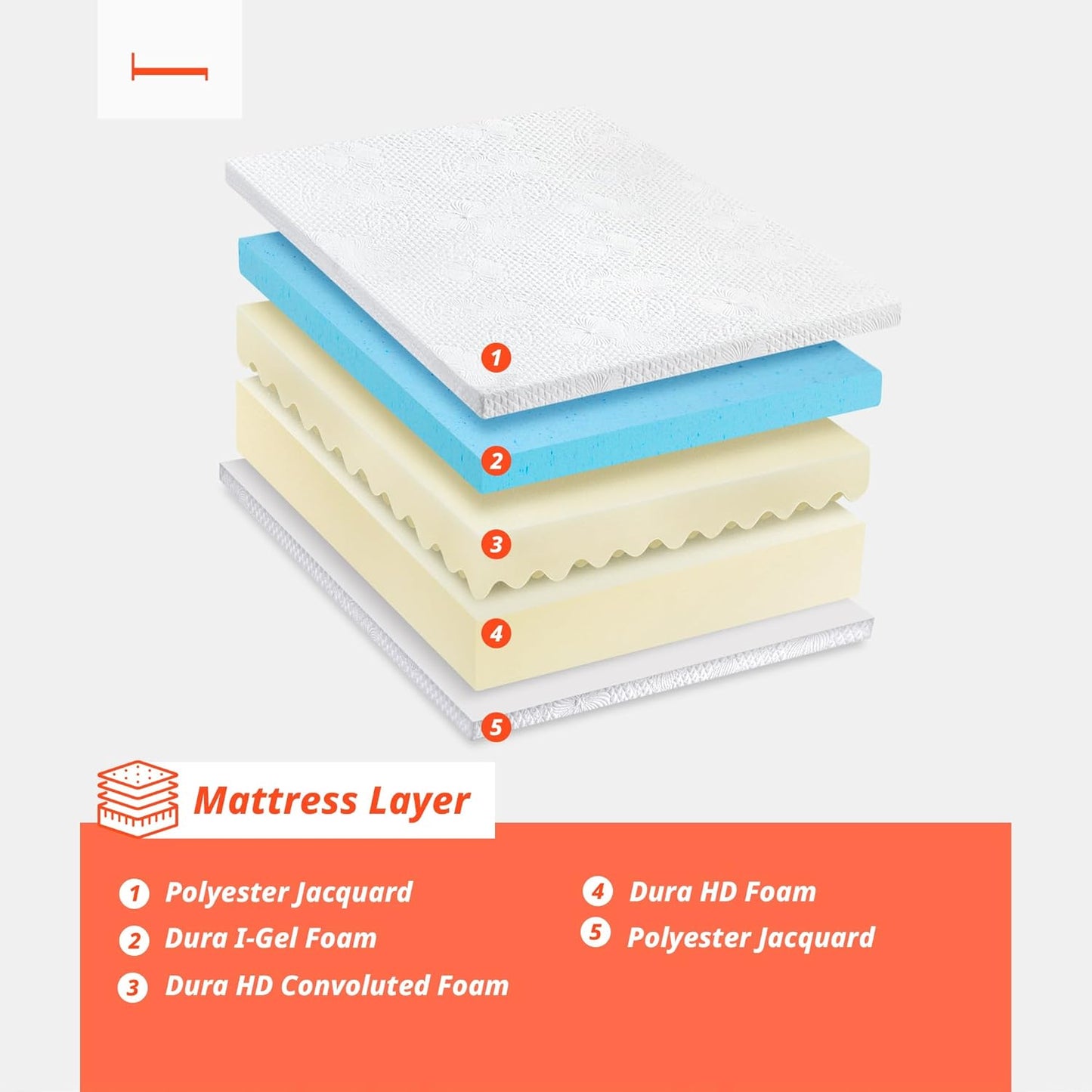 PrimaSleep Colchón matrimonial de espuma viscoelástica de gel de 6 pulgadas,