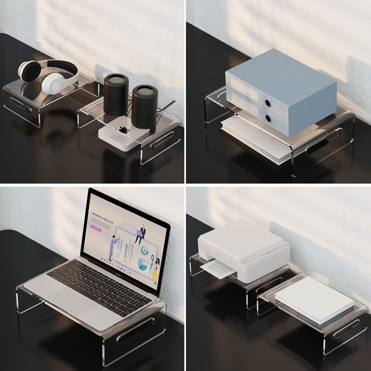 Paquete de 2 soportes para monitor, soporte acrílico para computadora, laptop,
