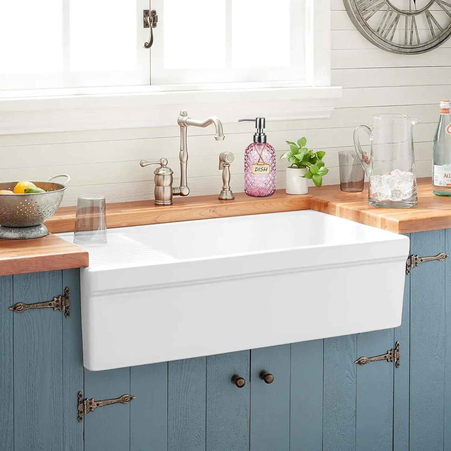 Dispensador de jabón para manos y platos de vidrio para baño y cocina con bomba
