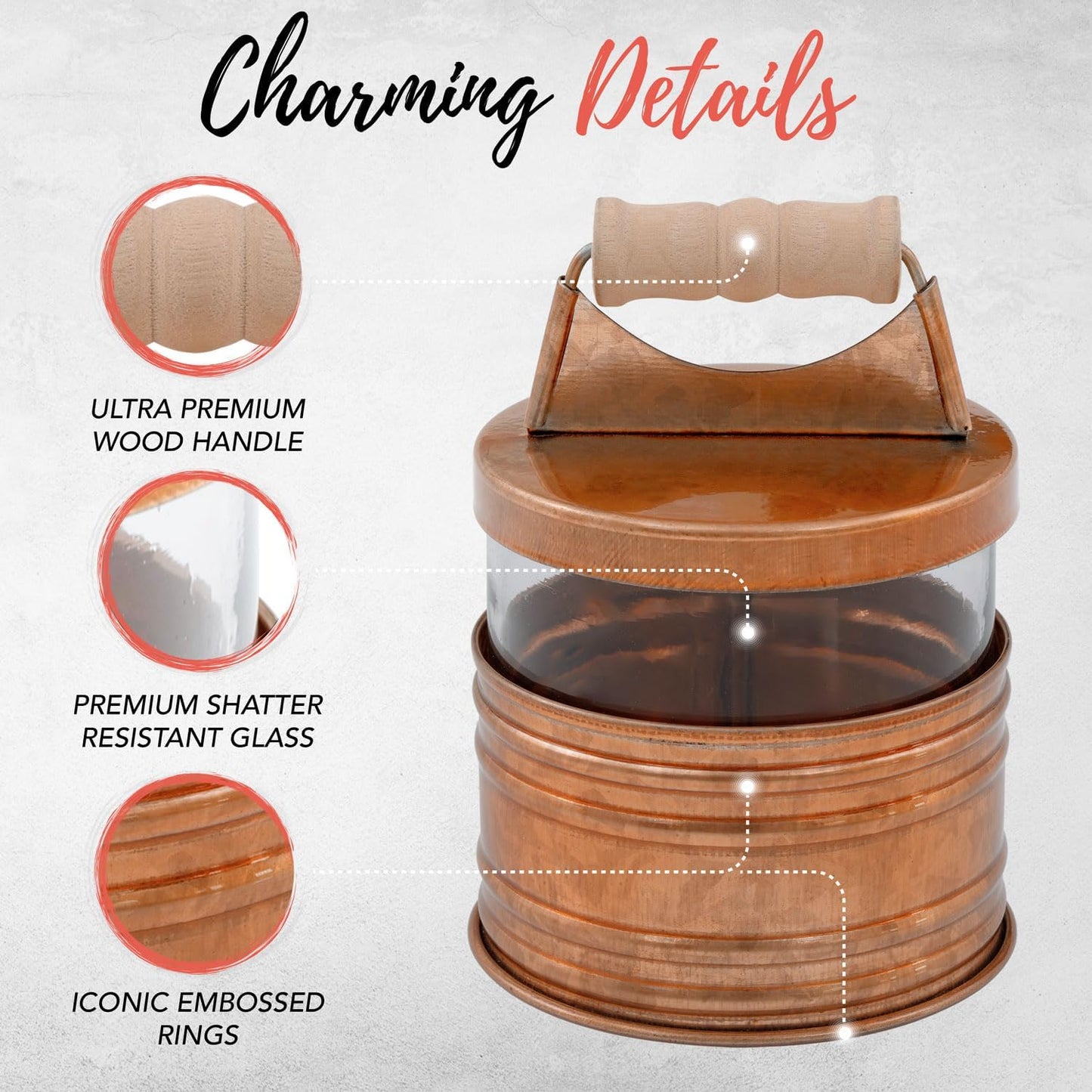 Juego de 4 accesorios de baño rústicos Dispensador de jabón de granja de cobre,