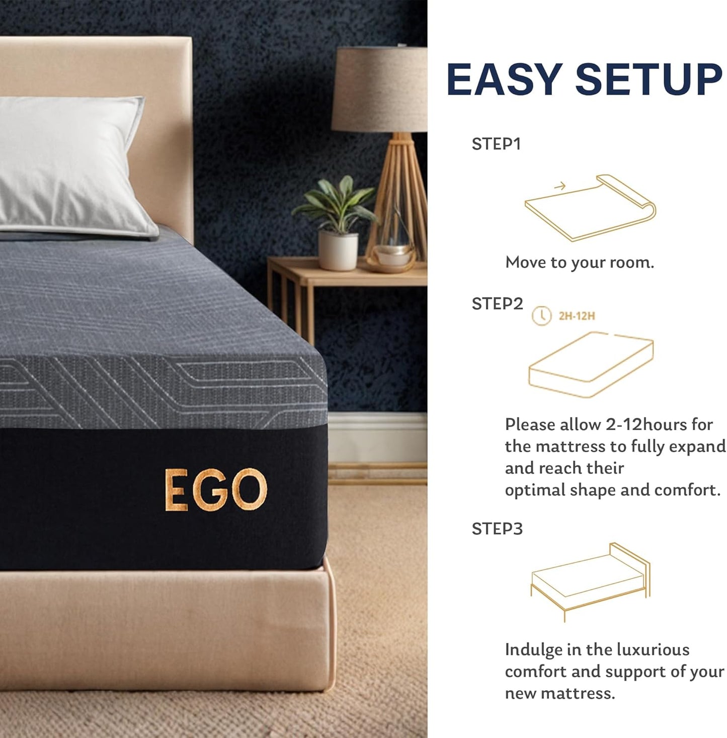 EGOHOME Colchón individual de 10 pulgadas, colchón de espuma viscoelástica de