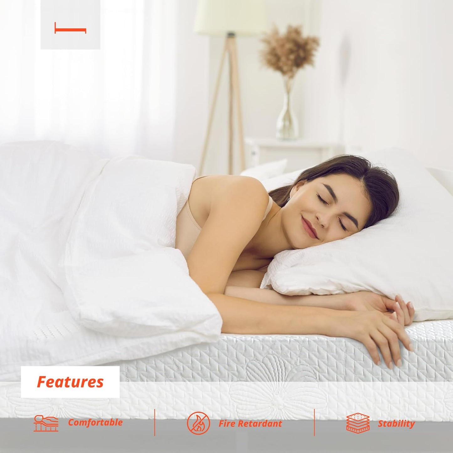 PrimaSleep Colchón matrimonial de espuma viscoelástica de gel de 6 pulgadas,