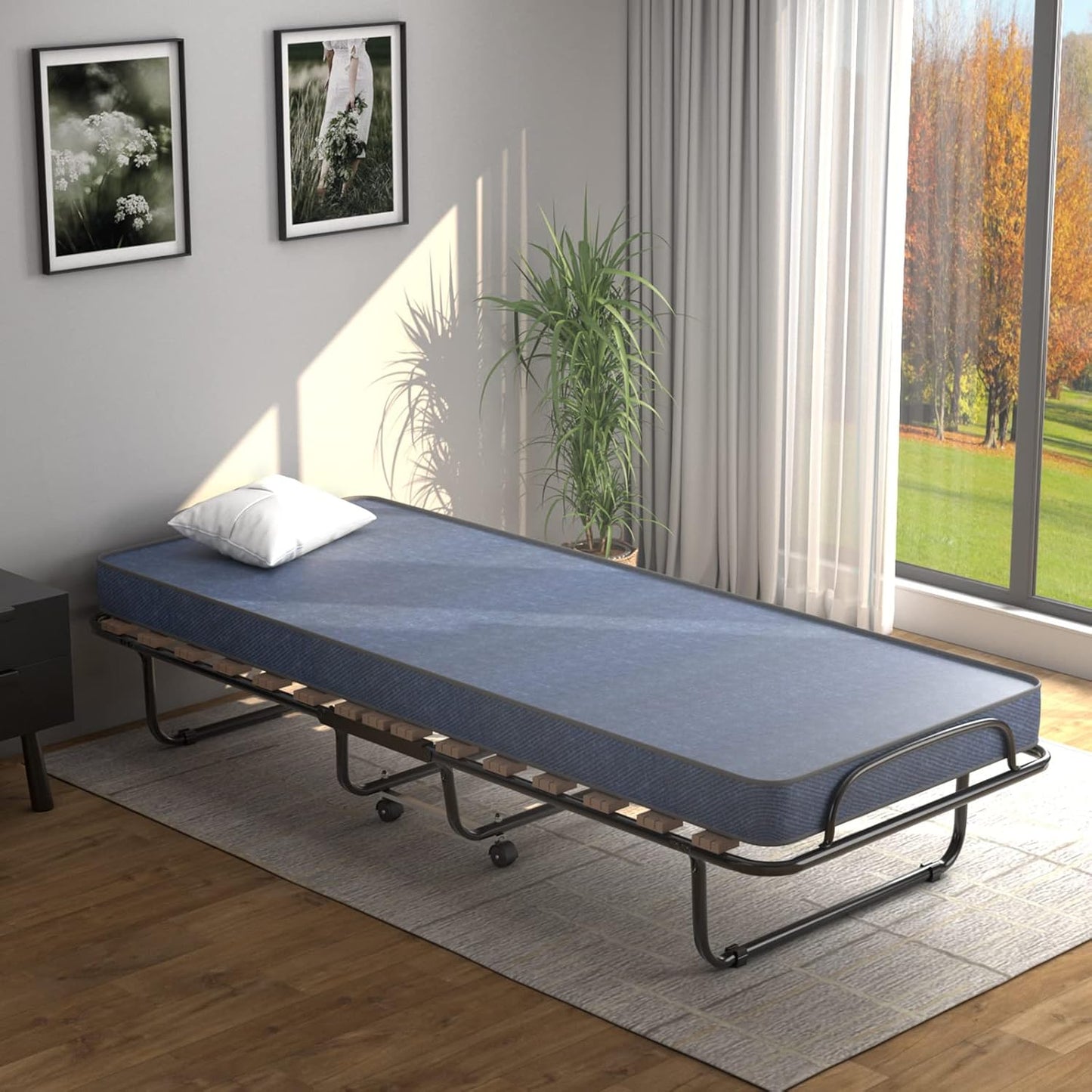 Cama plegable con colchón de 3 pulgadas, juego de cama portátil individual
