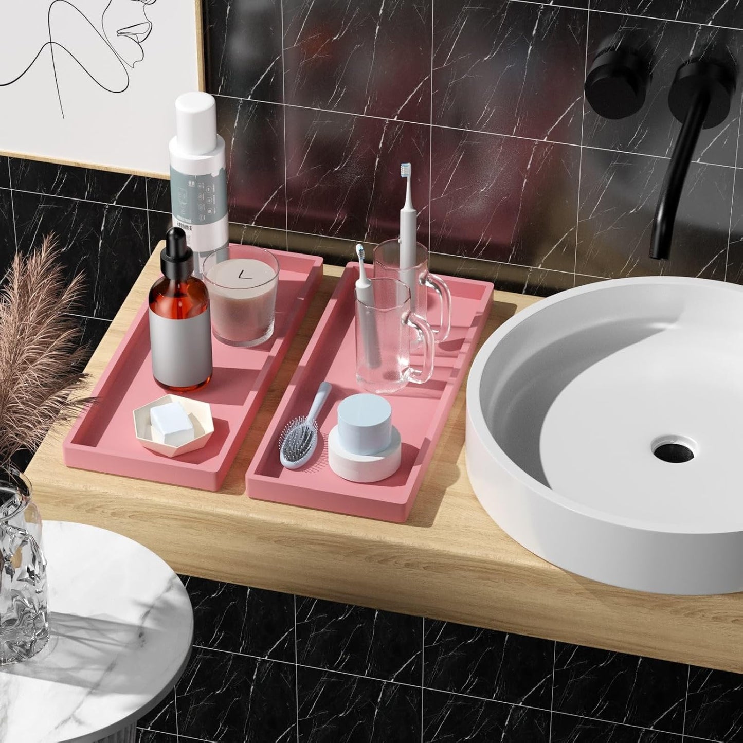 Bandeja de tocador de baño de 11.8 pulgadas, paquete de 2 bandejas de baño