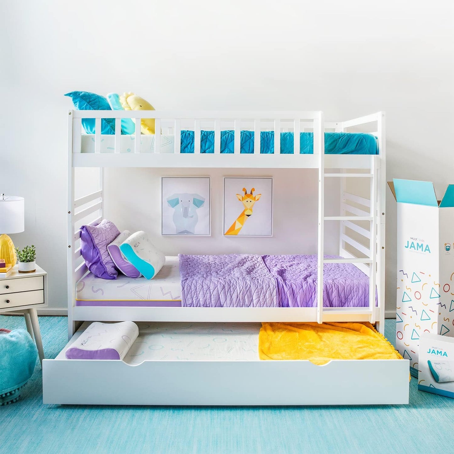 Colchón infantil de espuma viscoelástica individual con protector para litera
