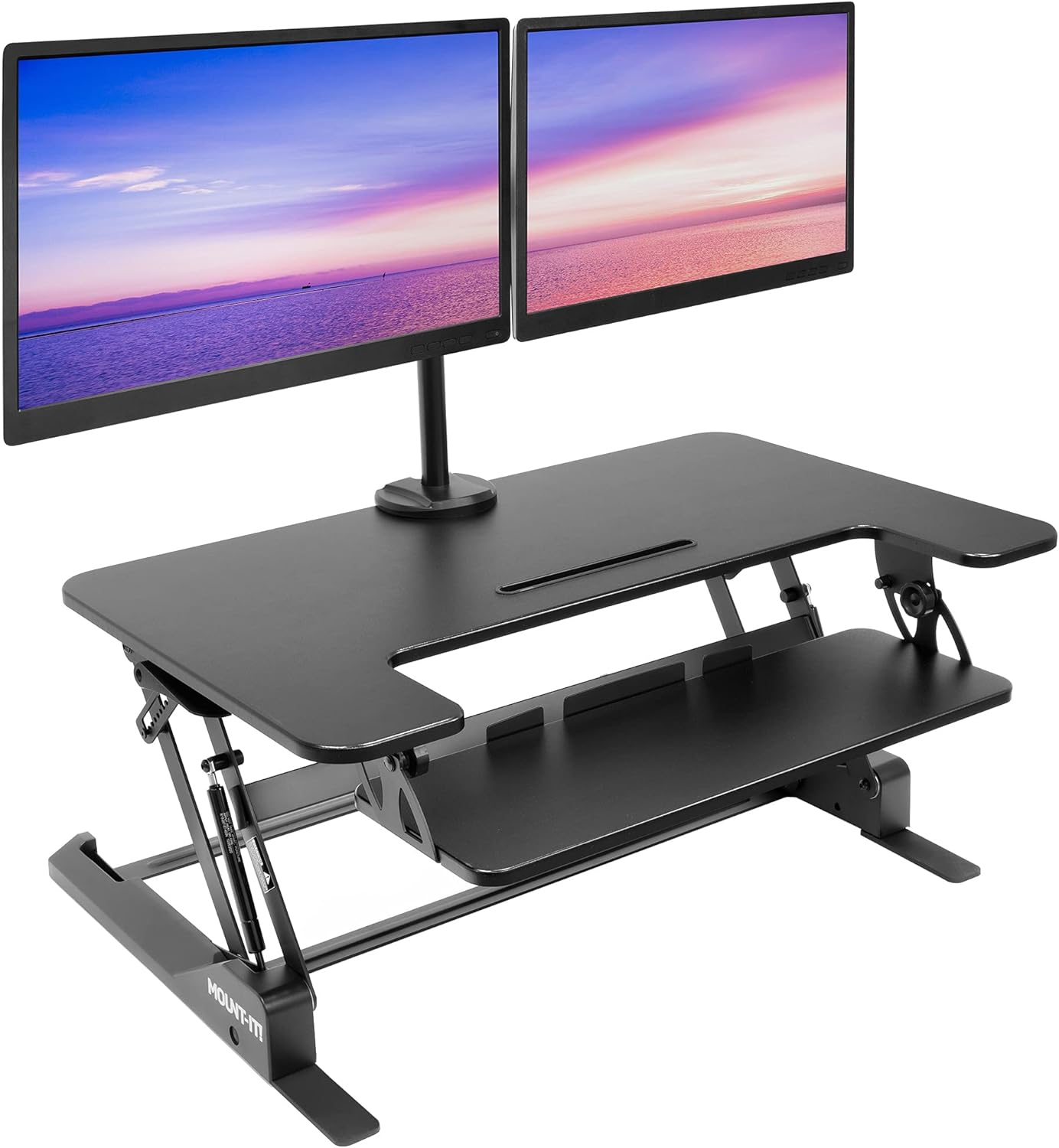 Mount-It! Convertidor de escritorio de pie para monitor doble, 2 soportes de