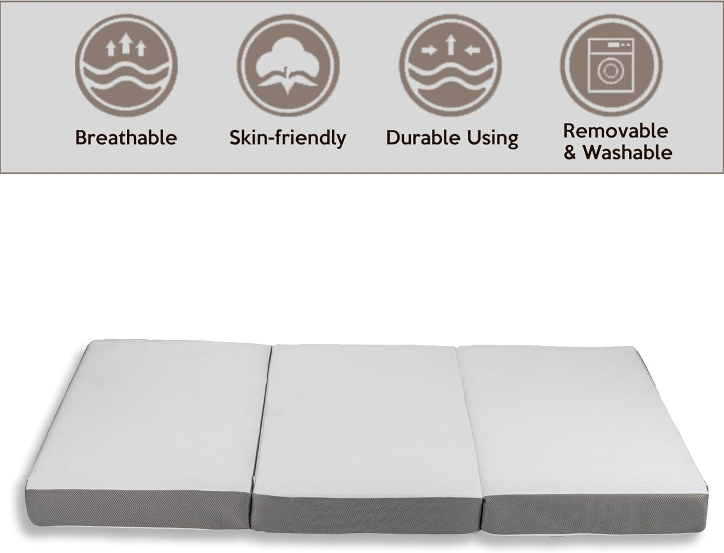Colchón portátil de espuma viscoelástica de gel triple plegable de 3 pulgadas,