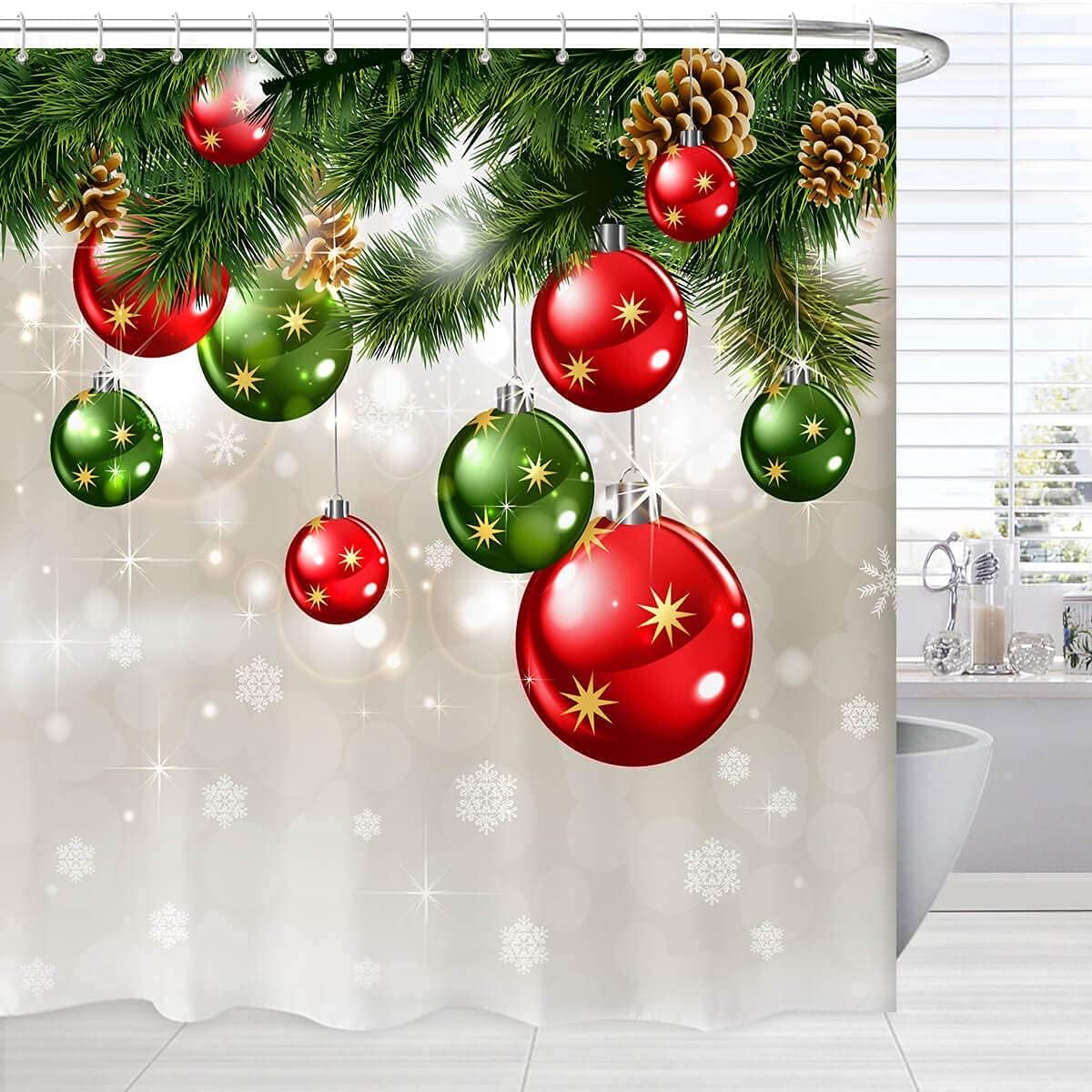 Cortina de ducha de Navidad de 60 x 84 pulgadas coloridas cortinas de ducha de