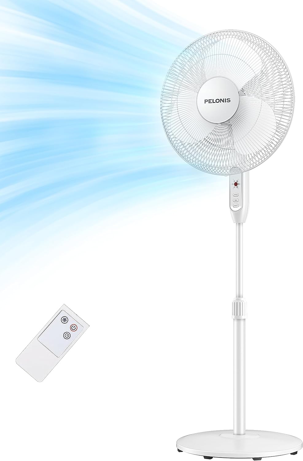 Ventilador oscilante de pie con pedestal de 16 pulgadas, temporizador de 7