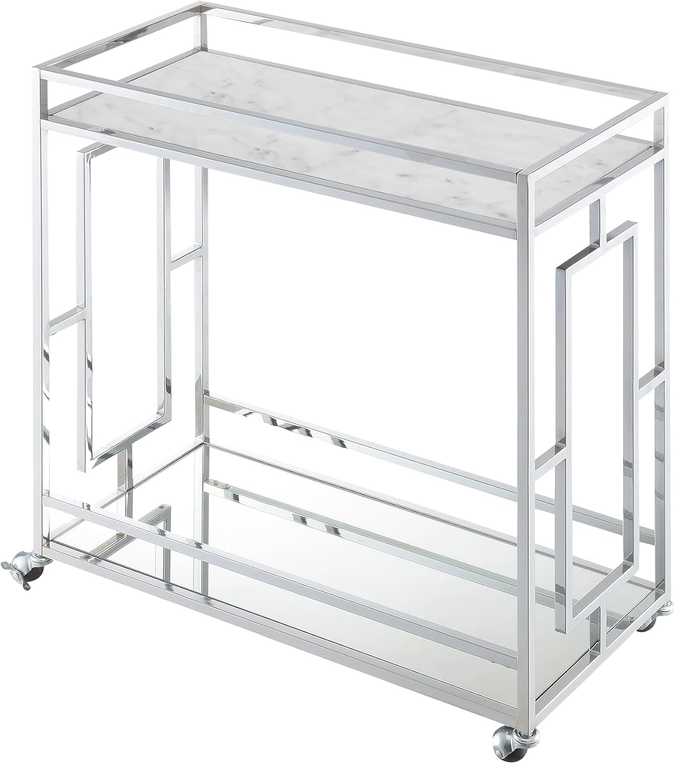 Convenience Town Square Carrito de bar con espejo de 29.25 pulgadas, moderno y