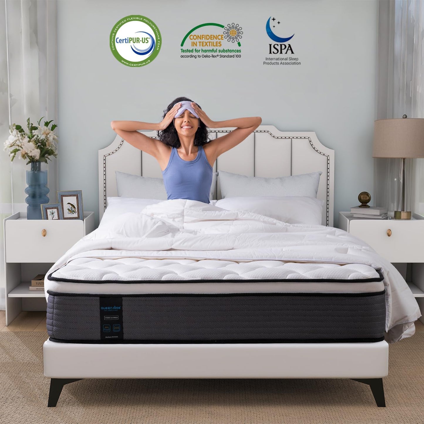 Colchón de tamaño individual, colchón híbrido de 12 pulgadas para niños, cama