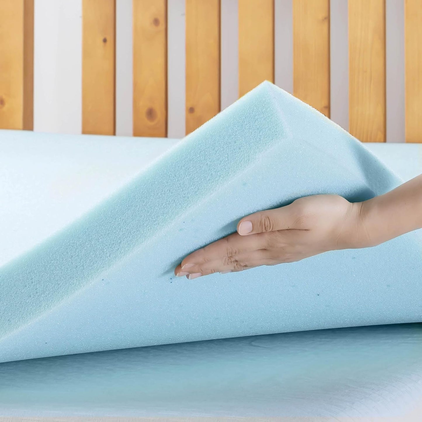 Cubrecolchón de espuma viscoelástica de gel de 2.5 con cuello ventilado