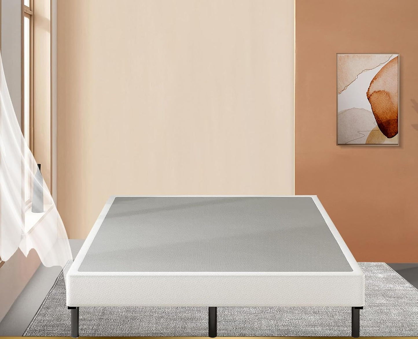 Base de colchón Box Spring Queen, solo con somier de metal de 7 pulgadas, funda