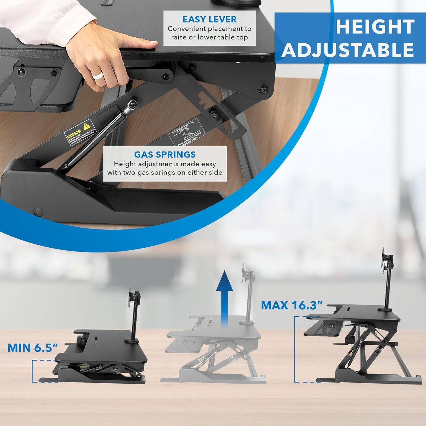 Mount-It! Convertidor de escritorio de pie para monitor doble, 2 soportes de