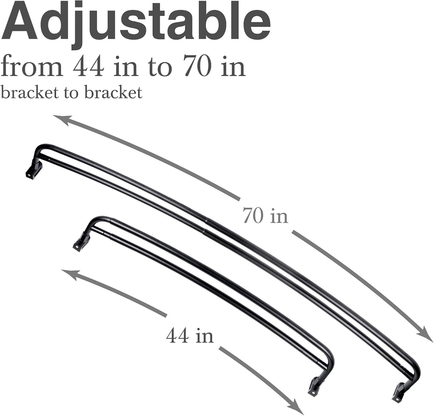 JS Barra de ducha doble y curva, estructura de metal, ajustable entre 44 y