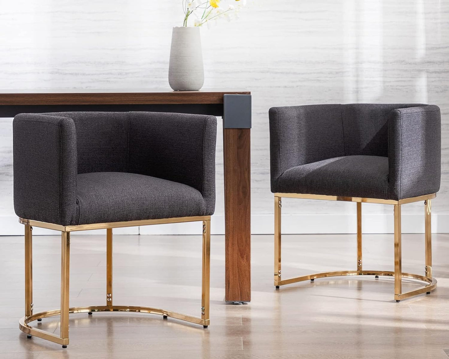 Sillas de comedor tapizadas modernas de mediados de siglo con brazos, sillas de