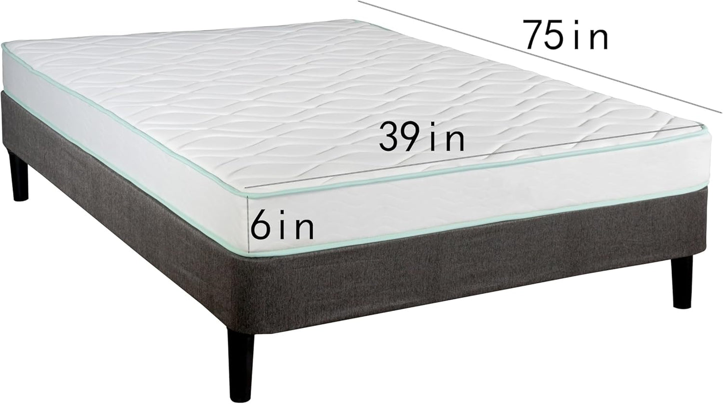 Colchón individual para niños, colchón de espuma viscoelástica de 6 pulgadas,