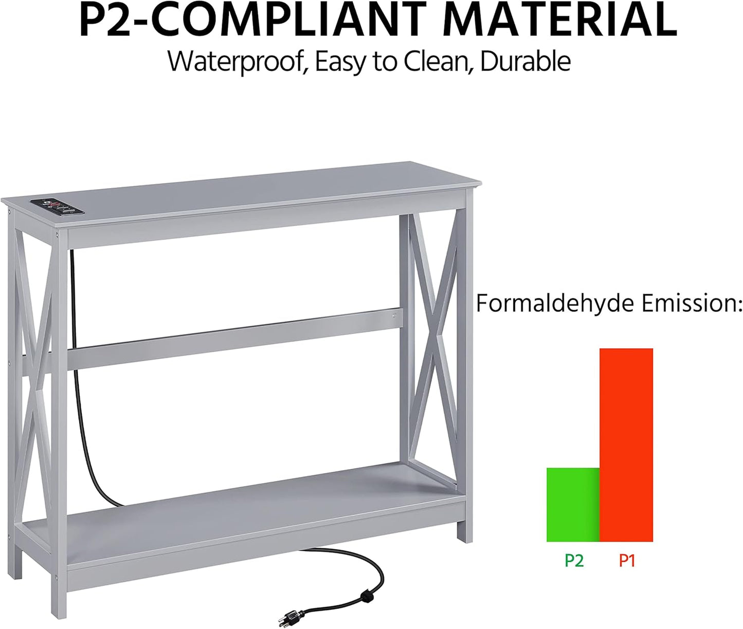 Topeakmart Mesa consola con tomas de corriente y puertos USB, mesa de sofá