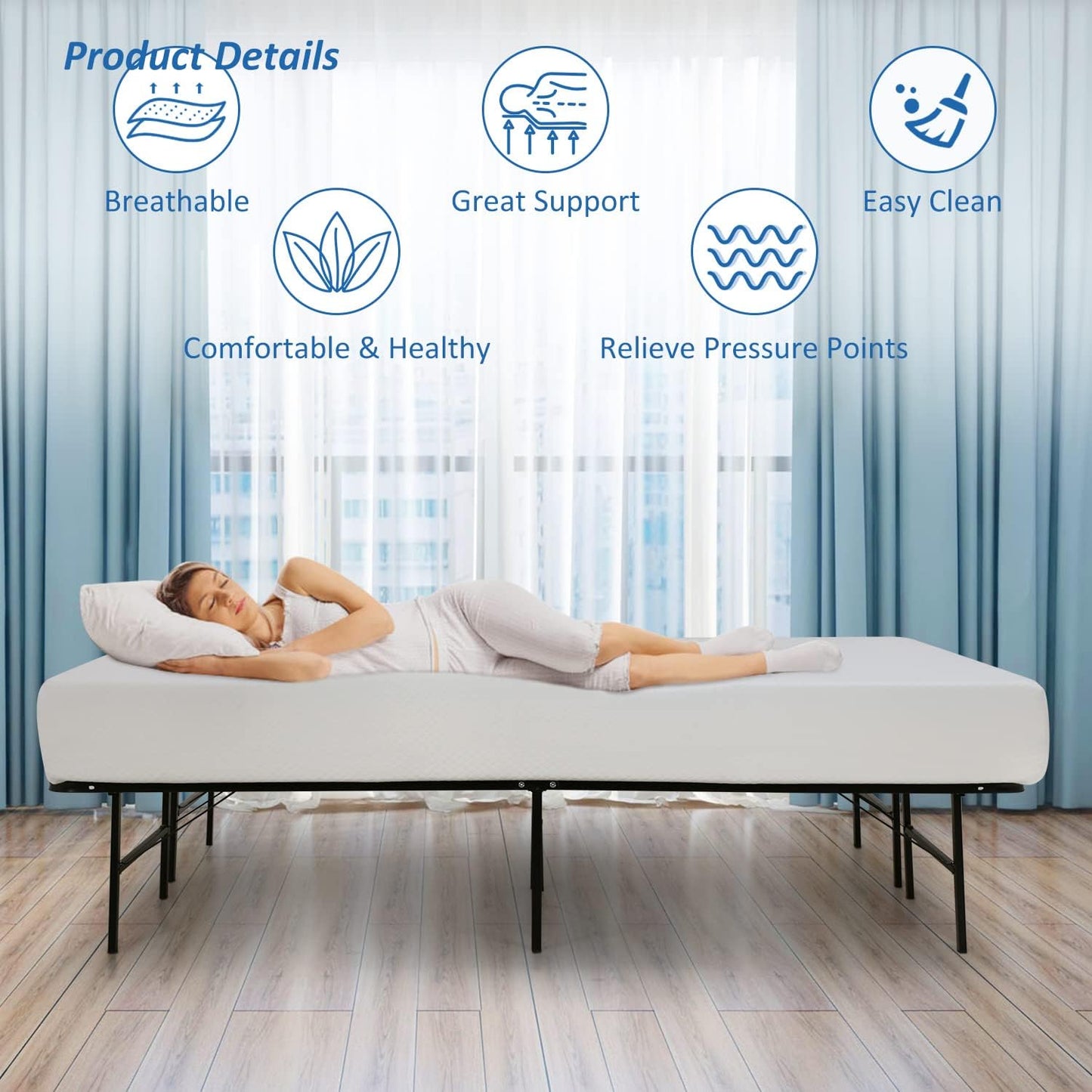 Colchón Queen de espuma viscoelástica de gel de 8 pulgadas con certificado