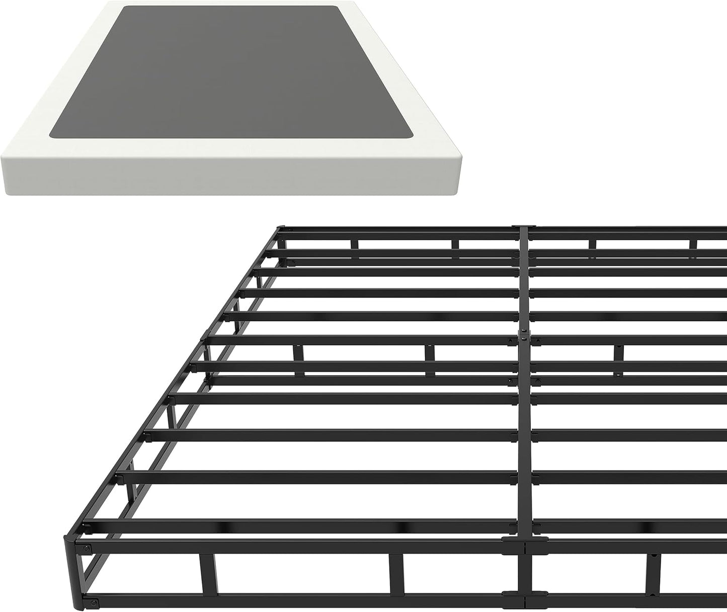 Base de cama tamaño matrimonial de 5 pulgadas, base de colchón de metal