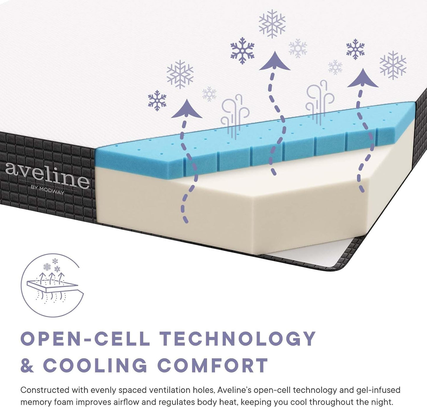 Aveline Colchón de tamaño Gemelo de espuma viscoelástica con infusión de gel,